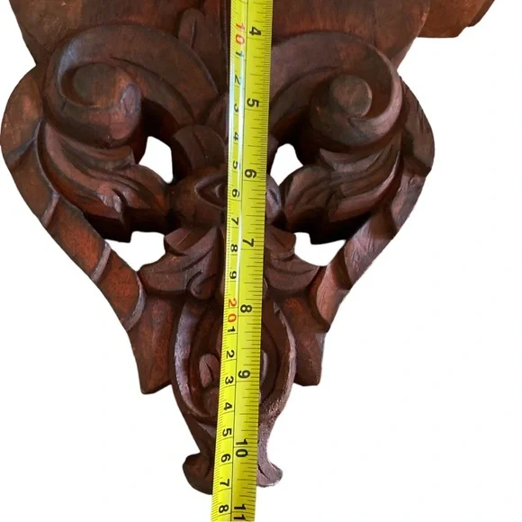 Handcarved Wooden Corbel Antiqued BronzeMetal Gold Highlights- Shelf - Bookend? - Picture 4 of 9